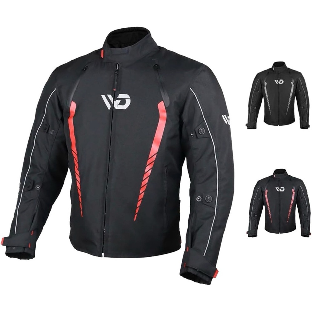 WD Motorcycle Jacket Men 600D Cordura Fabric - Weather Resistant Riding XL